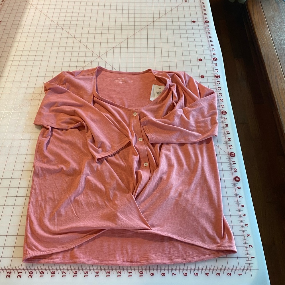 J. Jill Dusty Rose Button-Front Draped Blouse - Picture 14 of 16